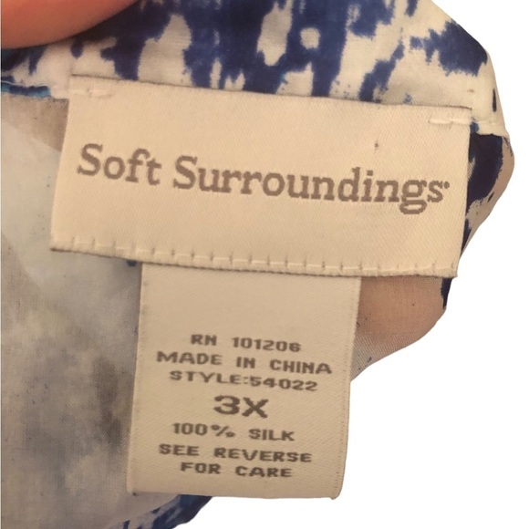 Soft Surroundings SILK Blue Water~Color Tunic Swim Cover ~Up Sz. 3X Beading - Picture 5 of 7